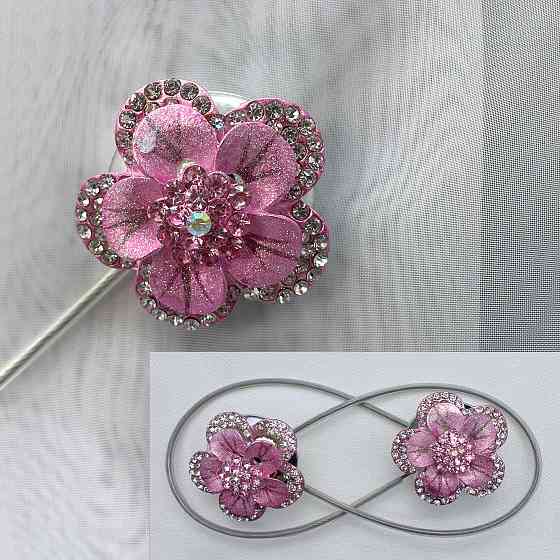 Магніти для штор та гардин "Flowers" набір 2 шт Рожевий (81-184) Київ