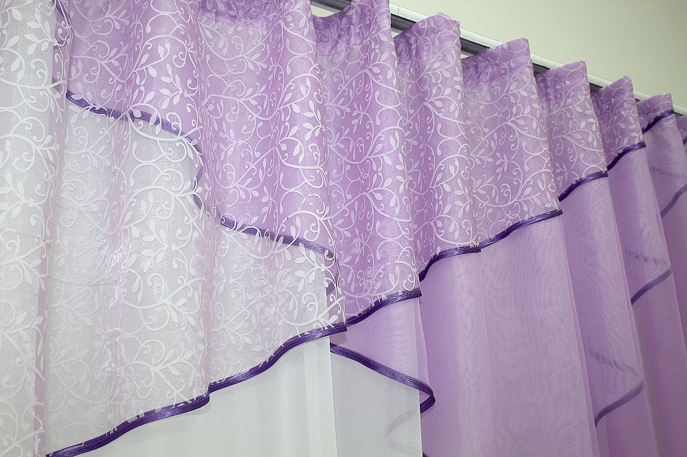 Кухонная занавесь (285х170см) цвет сиреневый с белым 00к 59-338 Киев - изображение 6