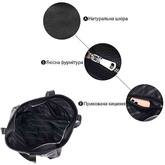 Шкіряна універсальна жіноча сумка Shvigel 16354 Чорний Київ