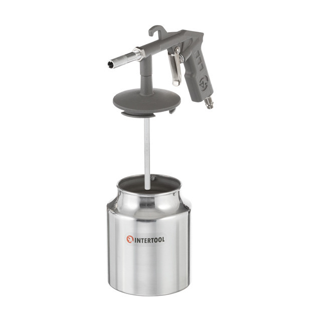 Пістолет піскострумінний, пневматичний, форсунка: 6 мм, нижня подача піску, металевий бачок 1000 мл, 8 атм INTERTOOL PT-0705 Київ - фото 3