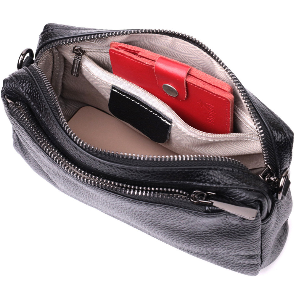 Жіноча сумка-клатч із м'якої натуральної шкіри Vintage 22375 Чорна Київ - фото 7