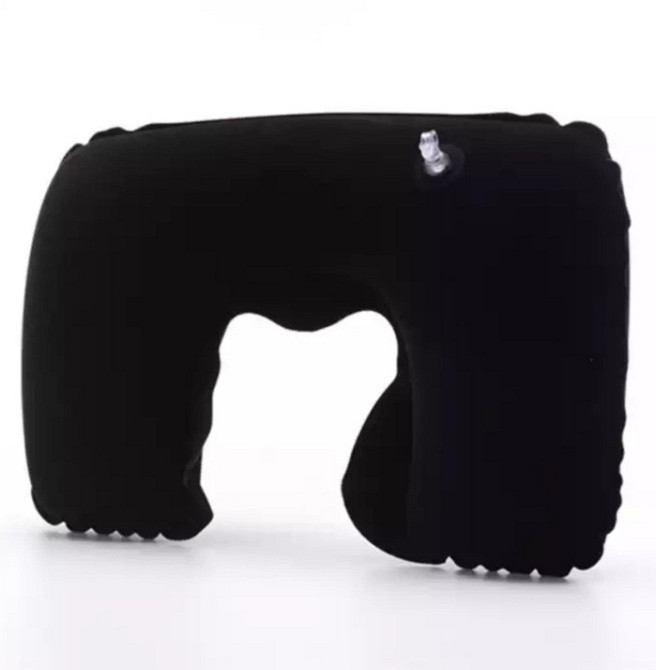 Подушка для подорожей чорна - розмір у спущеному вигляді 40*25см Київ - фото 1