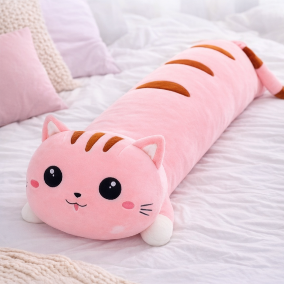 Мягкая игрушка кот-батон 70 см розовый Длинный котик подушка обнимашка Антистресс кот батон Киев