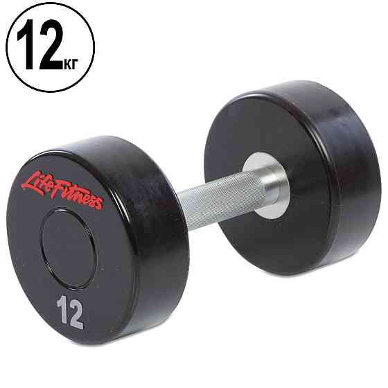 Гантель 12 кг цільна професійна LIFE FITNESS-80081-12 Київ