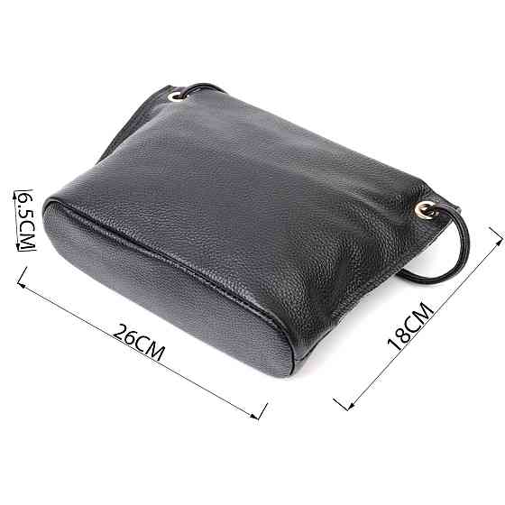 Жіноча трапецієподібна сумка з натуральної шкіри Vintage 22395 Чорна Київ