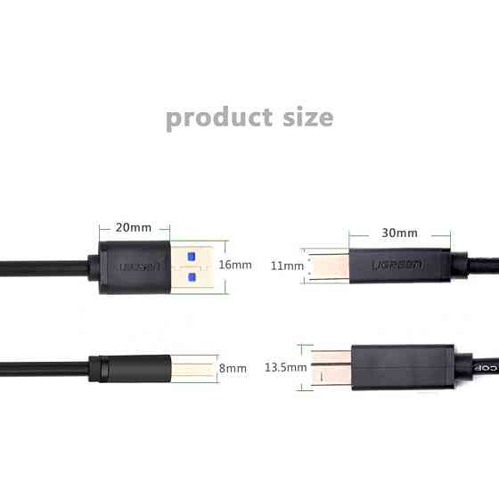 Кабель UGREEN US210 USB 3.0 AM to BM Print Cable 2m (Black）(UGR-10372) UGR-10372 Одеса
