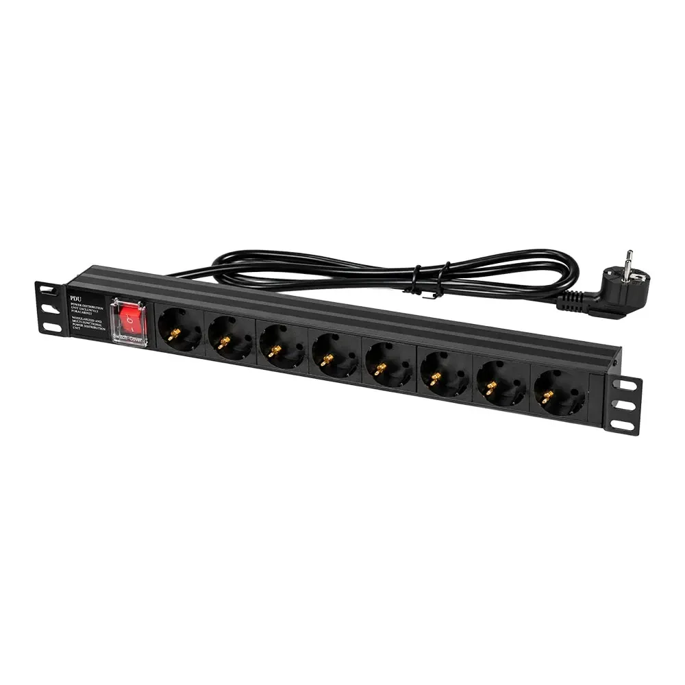 Блок розеток E-NET PDU/8M-16А Black на 8 розеток Schuko, з вимикачем (25-00065) Київ - фото 3