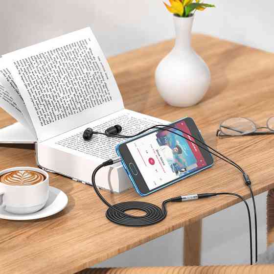 Аудіокабель HOCO UPA20 подовжувач 2м сірий металевий Київ