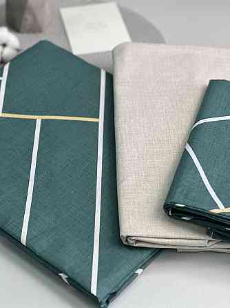 Комплект постельного белья Ideal Textile бязь изумрудно-берюзовый с геометрическим принтом Двуспальн Черновцы