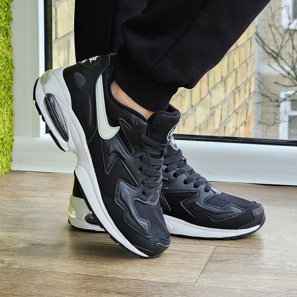 Чоловічі Чорні Кросівки Nike 90 Air Max 2 Шкіряні Найк для бігу (розміри: 42,43,44) Відео Огляд 94-2 Дніпро - фото 3