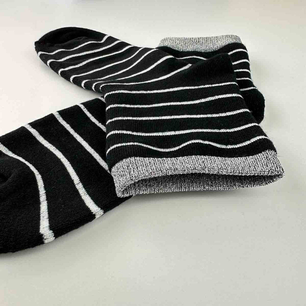 Теплі шкарпетки жіночі класичні в смужку з сріблом GM Textile Високі 36-41 Чорний Суми - фото 2