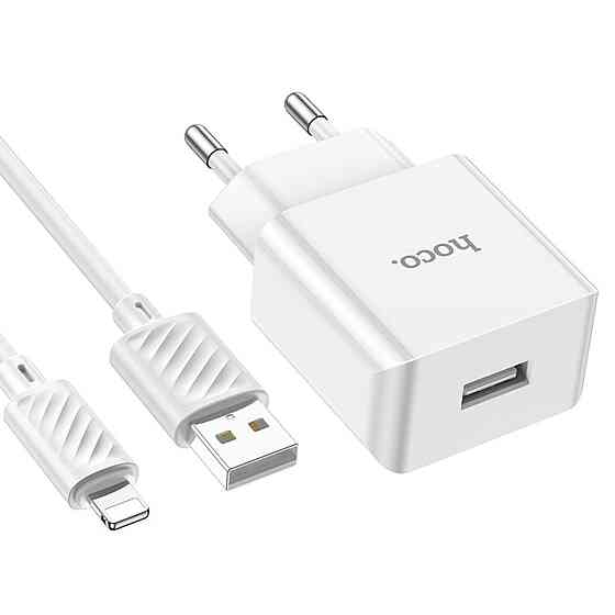 Мережевий зарядний пристрій HOCO C106A Leisure single port charger set, колір білий 6931474783899 Одеса