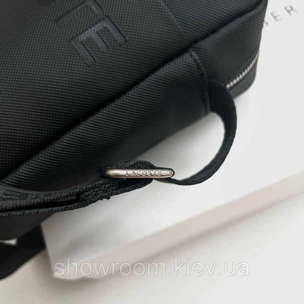 Чоловіча брендова сумка через плече Lacoste (2026) чорна Київ - фото 3