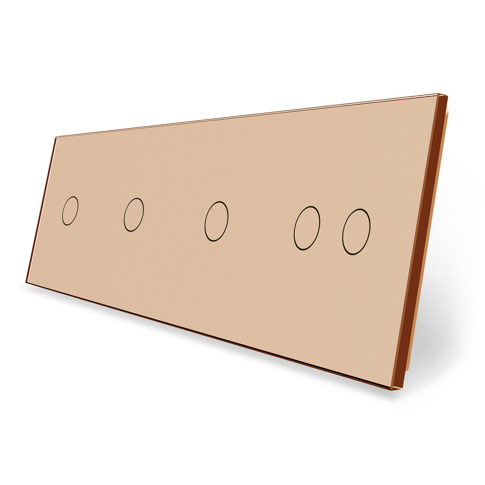 Рамка 4-постова для трьох 1-сенсорних та одного 2-сенсорного вимикачів (1-1-1-2) LIVOLO, загартоване скло, золота, 294×80 мм (VL-P701/01/01/02-8A) Коломыя - изображение 1