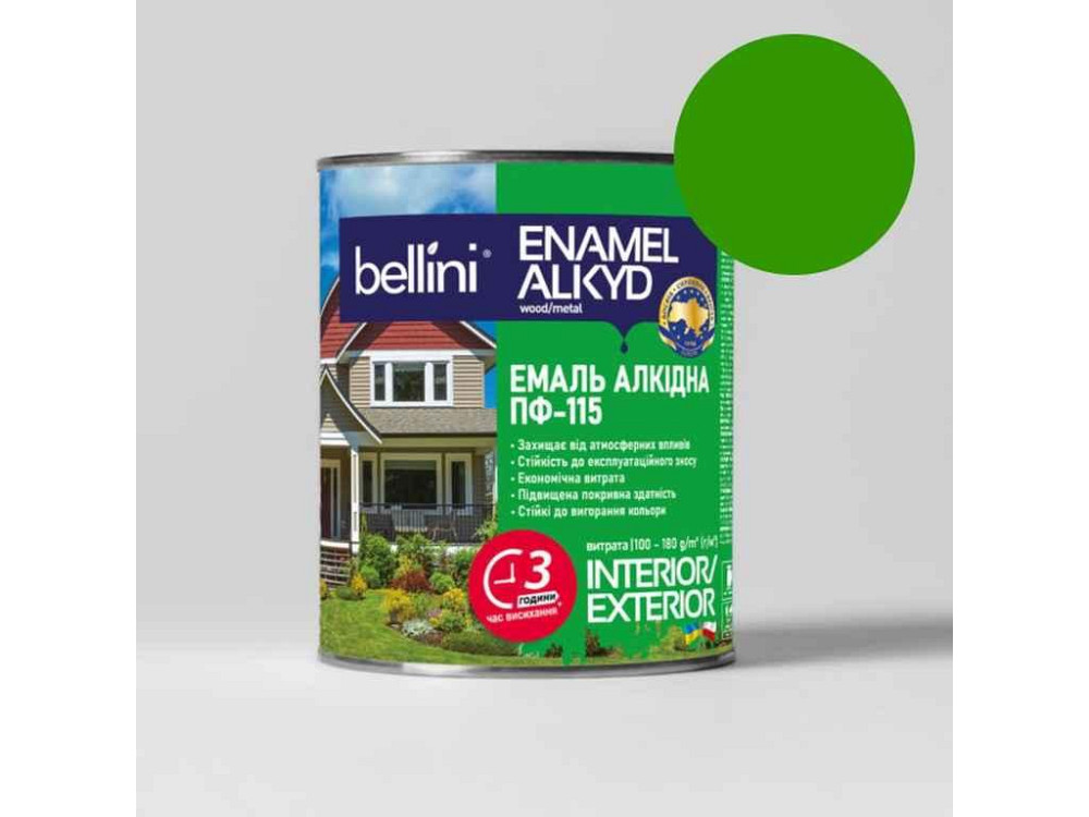 Емаль алкідна ПФ-115 Світло-зелений 0,9кг ТМ BELLINI Solmir Київ - фото 1