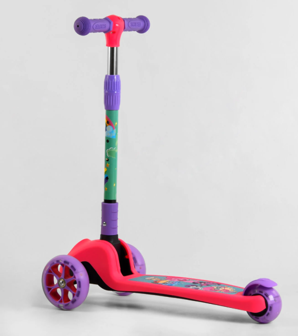 Самокат Best Scooter складане кермо колеса PU підсвічування Рожевий (68055) Чернігів - фото 3