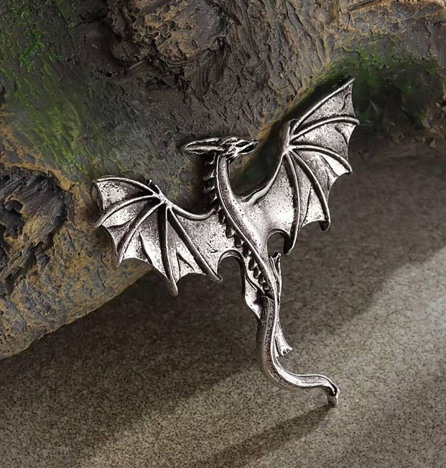 Брошь дракон в винтажном стиле металлическая fantasy брошь Киев - изображение 1