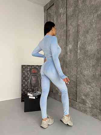 Стильный женский комбинезон с длинным рукавом королевский велюр Голубой, 46/483 Одесса