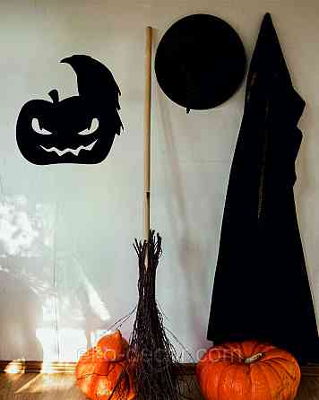 Декоративне настінне Панно «Хеллоуїн — гарбуз і ворон», Декор на стіну 70*68 см Київ