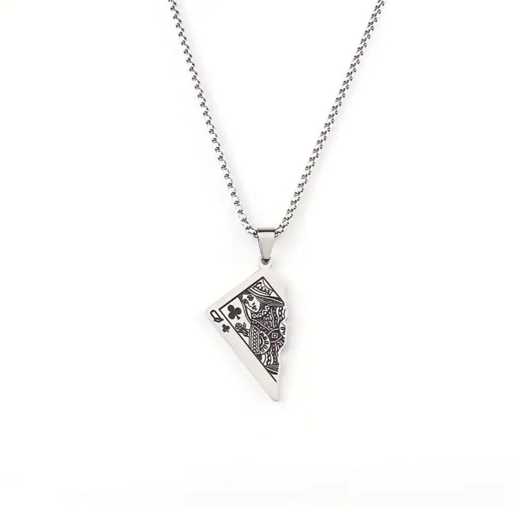 Підвіска «Королева карт» зі сталі – сріблястий кулон Київ - фото 3