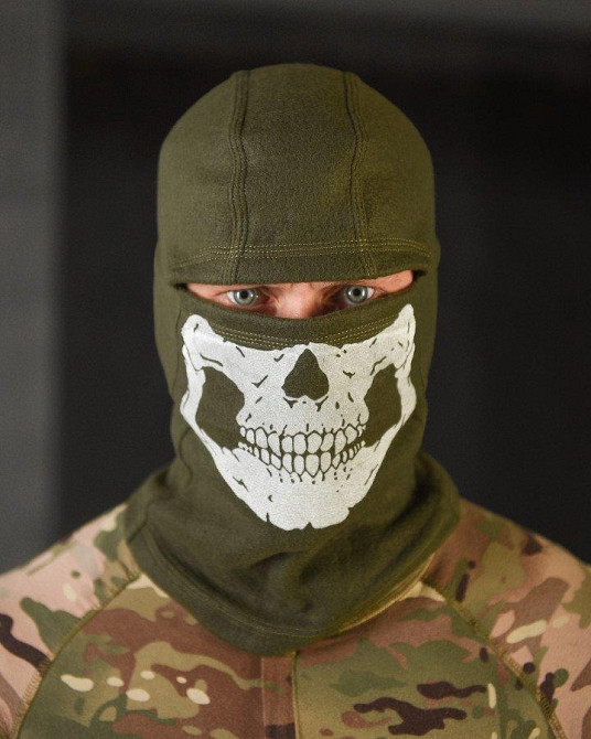 Флисовая балаклава олива череп  ВТ4798 Одесса - изображение 1