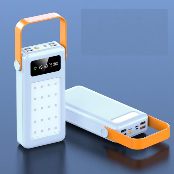 Портативний зовнішній акумулятор Bilintong 40000mAh Power Bank + Led лампа Білий Вінниця