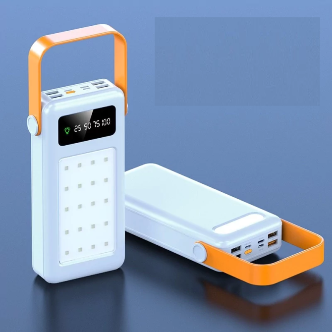 Портативний зовнішній акумулятор Bilintong 40000mAh Power Bank + Led лампа Білий Вінниця - фото 6