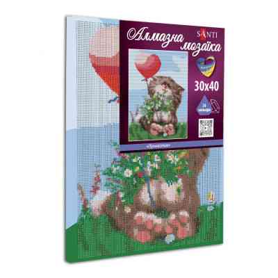 Картина по номерам Santi Котик с шариком 30*40 см алмазная мозаика (954714) Винница