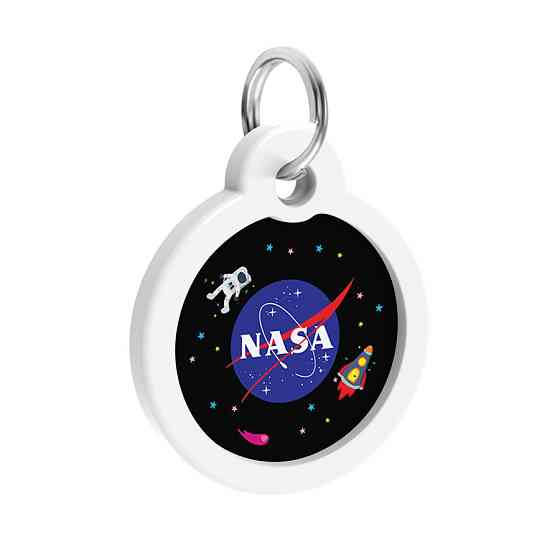 Адресник для собак і котів металевий WAUDOG Smart ID з QR-паспортом, малюнок "NASA", круг, Д 30 мм Вінниця