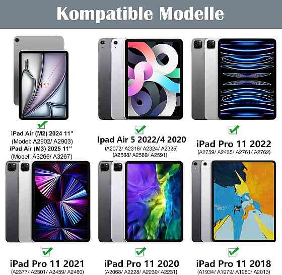 Клавіатура-чохол QWERTZ для iPad 10.9 Air 5 2022 Air 4 2020 Pro 11 2018/2022 з підсвіткою і тримачем для Pencil синій Київ