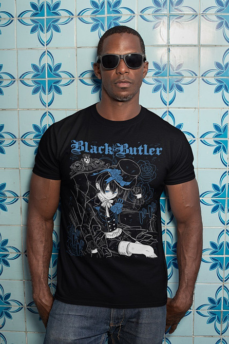 Футболка чоловіча з аніме принтом Блакк Бутлер Кіел Пхантомхіве оверсайз (S/M/L) Чорний AnimeJ0476 Дніпро - фото 2
