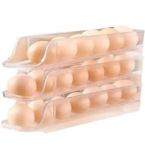 Компактный органайзер для яиц 3 ярусный автоматический Plastic shelving / Контейнер-лоток для яиц Коломия - фото 2