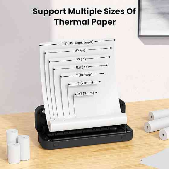 Портативный термопринтер Bluetooth A4 бесчернильный принтер для термобумаги для смартфона ноутбука Android iOS Киев