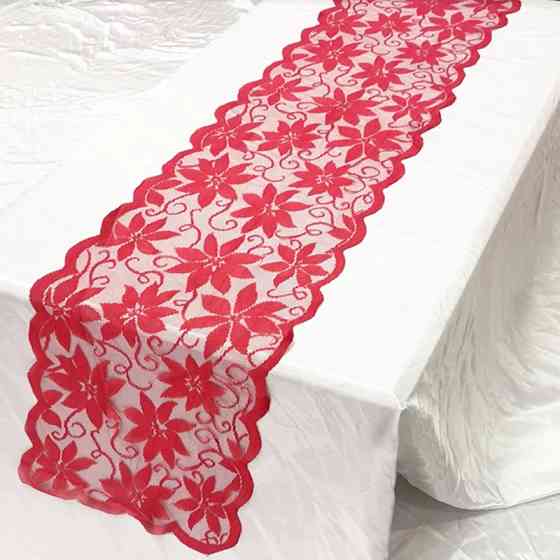 Новогодняя скатерть дорожка 180 на 33 см красный Киев