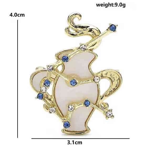 Брошка знак зодіаку "Водолій" Золотистий Сміла