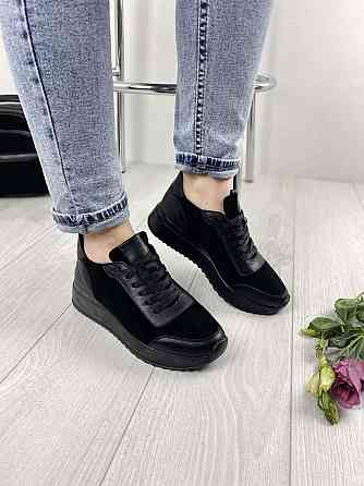 EMELI Кросівки жіночі EMELI 915/1 чорні (весна-осінь, шкіра+замша натуральна) (2687) Коломыя