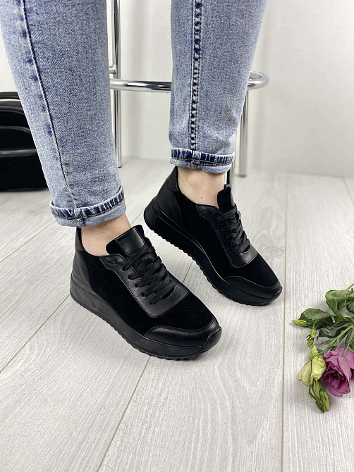 EMELI Кросівки жіночі EMELI 915/1 чорні (весна-осінь, шкіра+замша натуральна) (2687) Коломыя - изображение 3