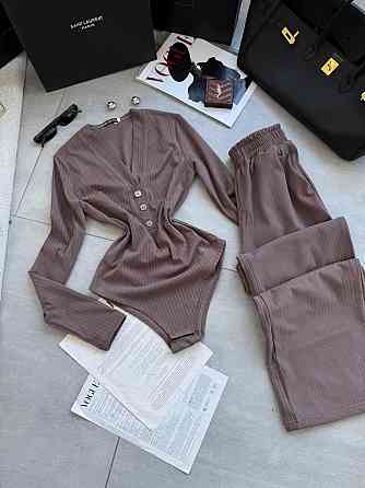 Женский базовый костюм двойка: боди и брюки из ангоры рубчик Мокко, 42/46 Одесса