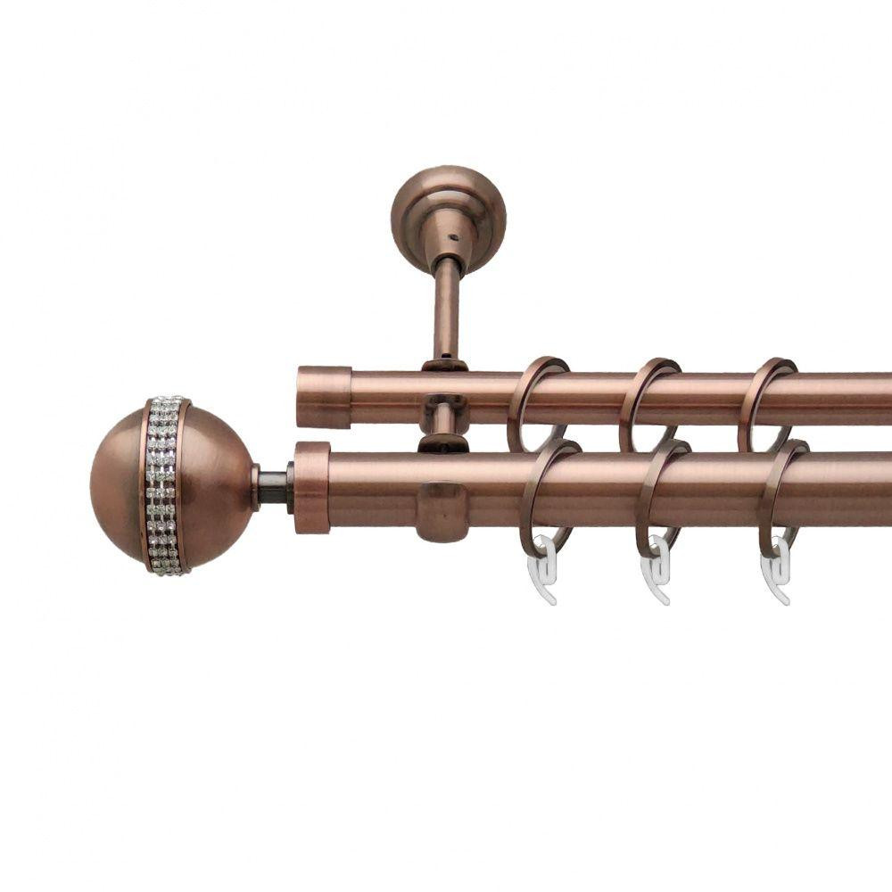 Карниз Orvit Авея металевий дворядний відкритий гладка труба кільце фасонне металеве  Мідь 25\16 мм 140 см (6948839) Львів - фото 1