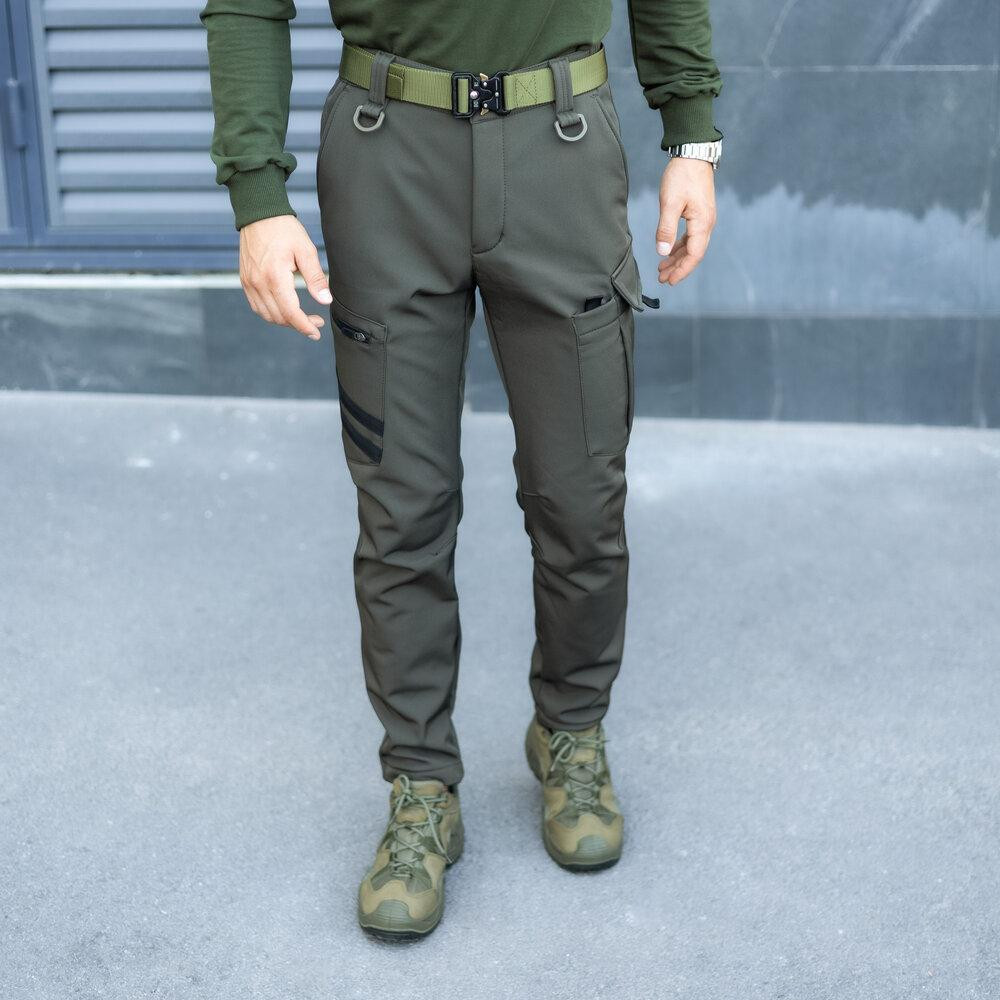 Чоловічі Штани Карго Pobedov Static тактичні штани Softshell з кишенями мікрофліс хакі Одеса - фото 4