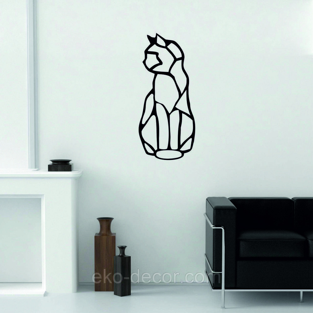 Декоративное настенное Панно «Кот» Декор на стену 90*40 см, Черный Киев - изображение 1