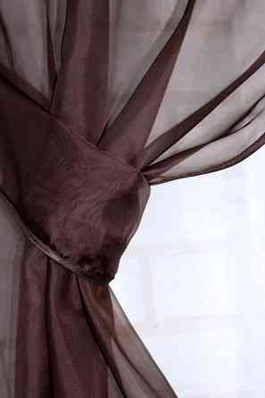 Кухонний комплект VR-Textil № 051к тюль і шторки з підв'язками венге з білим 280х170 см (50-491) Київ