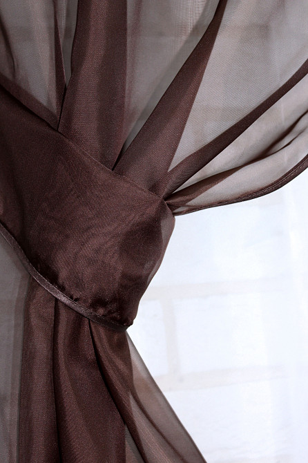 Кухонний комплект VR-Textil № 051к тюль і шторки з підв'язками венге з білим 280х170 см (50-491) Київ - фото 3