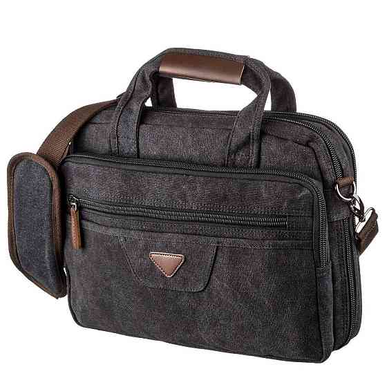 Сумка текстильна для ноутбука 15.6 на два відділення Vintage 20177 Чорна Київ