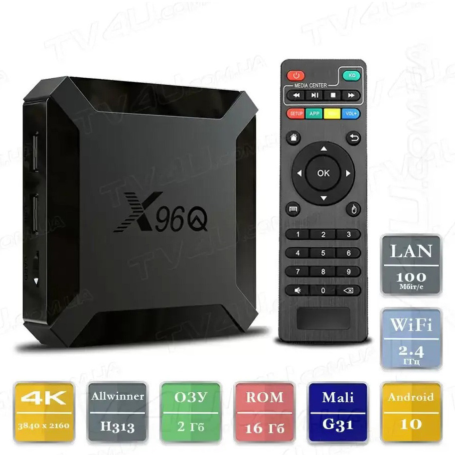 Смарт ТВ приставка X96Q 2/16 Гб Smart Android TV Box Андроїд ТВ бокс Київ - фото 1
