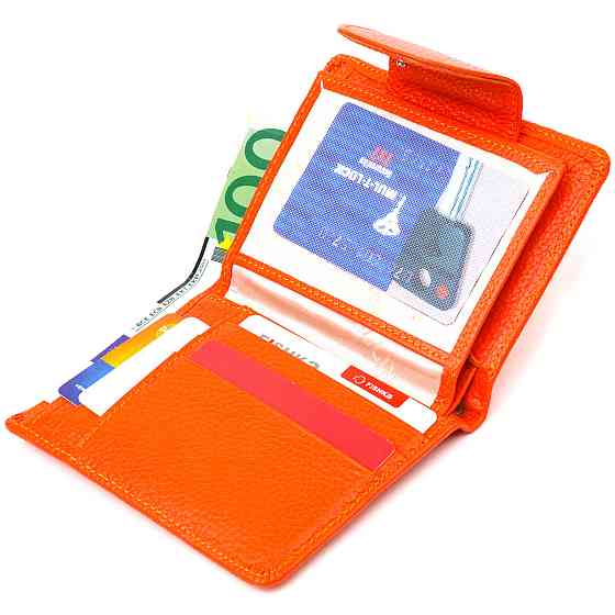 Унікальний вертикальний гаманець з натуральної шкіри CANPELLINI 21680 Помаранчевий Київ