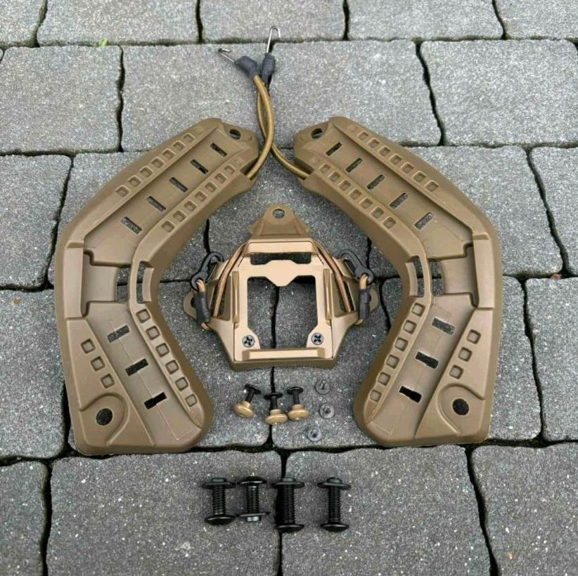 Рейкове кріплення (планка) + кронштейн NVG платформа (шрауд) на бронешлем Mich2000 з вухами (Койот) Київ - фото 2