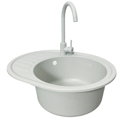 Мойка кухонная Adamant Ovum Old stone + змішувач + дозатор (1824296900410) Вінниця - фото 3