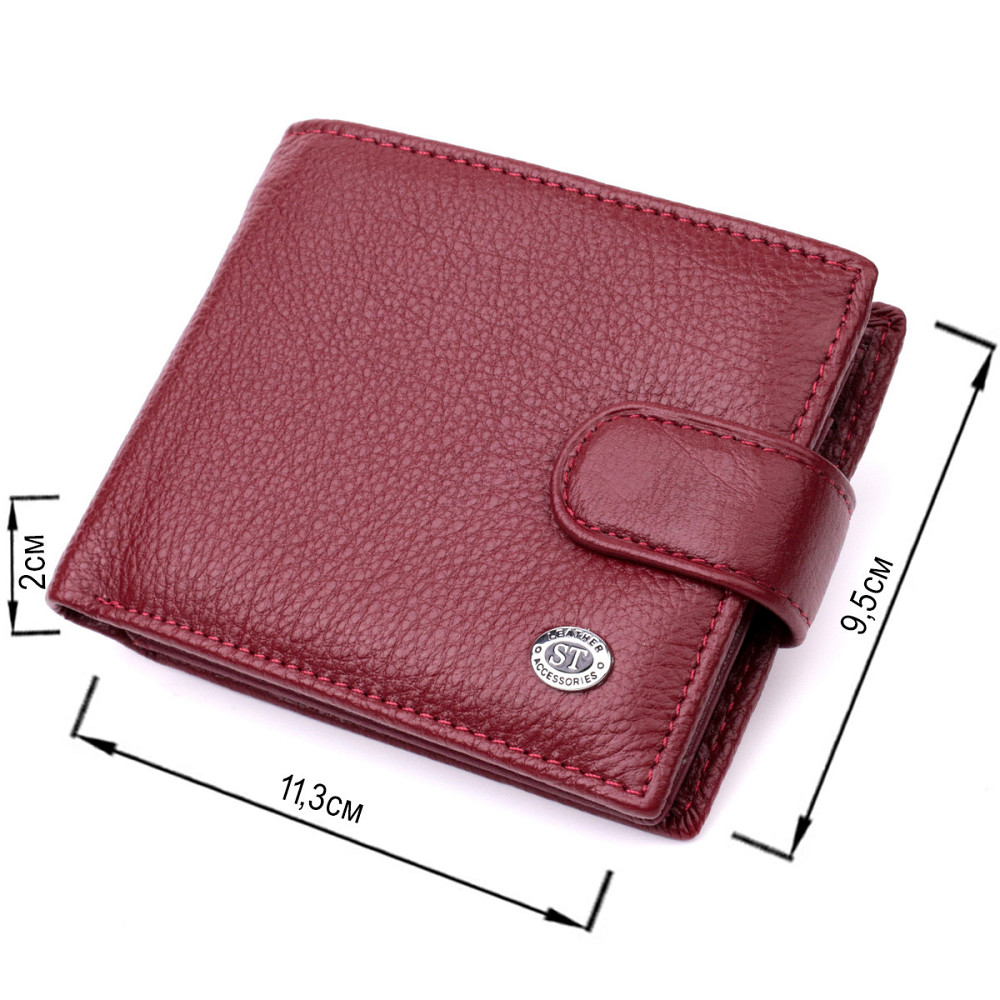 Стильное женское портмоне с блоком для карт из натуральной кожи ST Leather 19472 Бордовый Киев - изображение 3