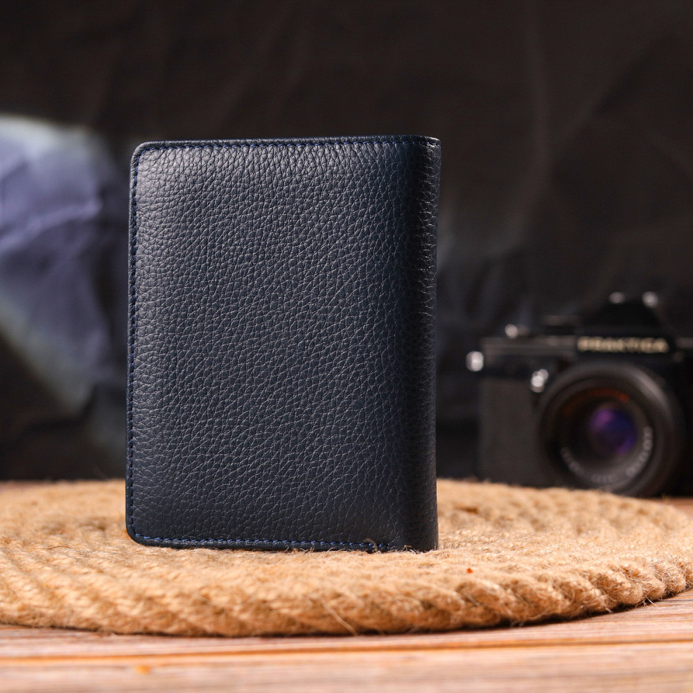 Цікавий вертикальний гаманець із натуральної шкіри CANPELLINI 21675 Синій Київ - фото 2